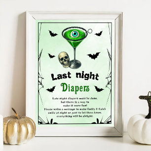 Halloween "Last Night Diaper" Baby Shower Game Poster