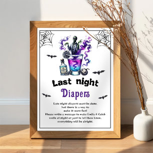 Halloween "Last Night Diaper" Baby Shower Game Poster