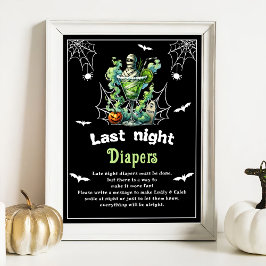 Halloween "Last Night Diaper" Baby Shower Game Poster