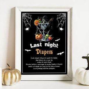 Halloween "Last Night Diaper" Baby Shower Game Poster