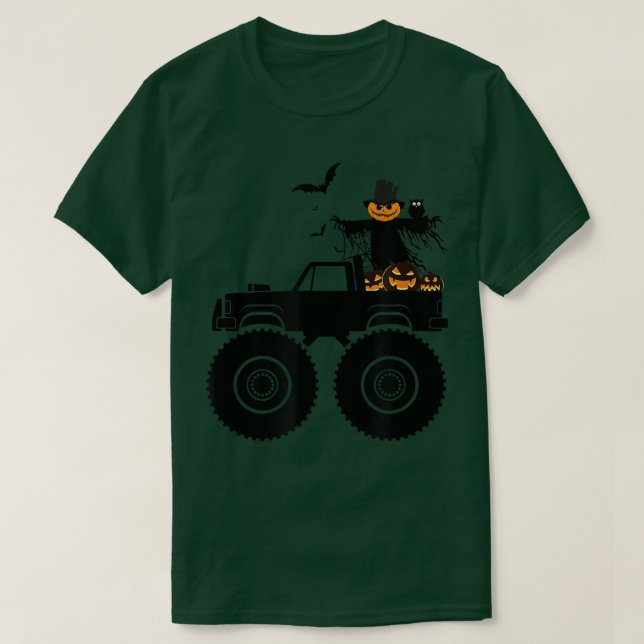 Halloween Lastbil Crash Pumpkin Fladdermöss Spooky T Shirt (Design framsida)