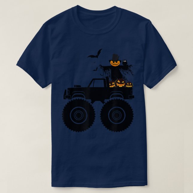 Halloween Lastbil Crash Pumpkin Fladdermöss Spooky T Shirt (Design framsida)