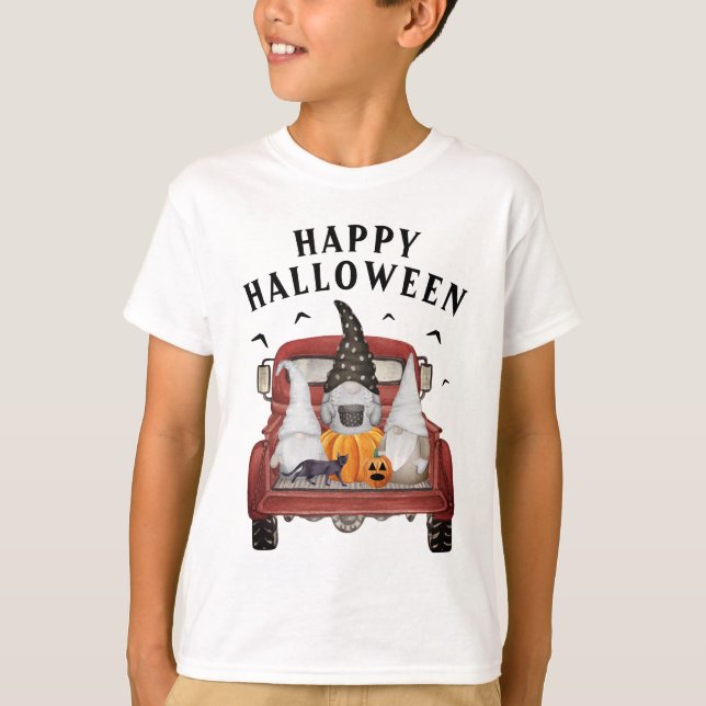 Halloween Lastbil Gnomes T-Shirt (Framsida)