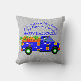 Halloween Lastbil Pumpkin Day Behållas Goblins Awa Kudde