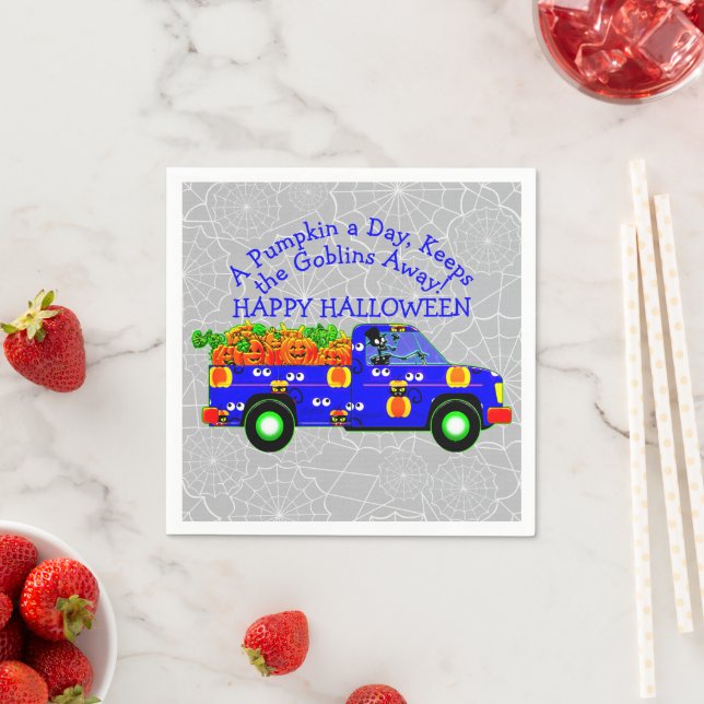 Halloween Lastbil Pumpkin Day Behållas Goblins Awa Pappersservett (Insitu)
