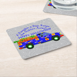 Halloween Lastbil Pumpkin Day Behållas Goblins Awa Underlägg Papper Kvadrat