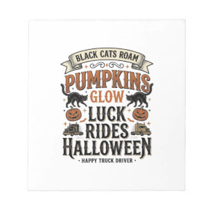 Halloween Lastbilschaufför Skjorta med svarta katt Anteckningsblock