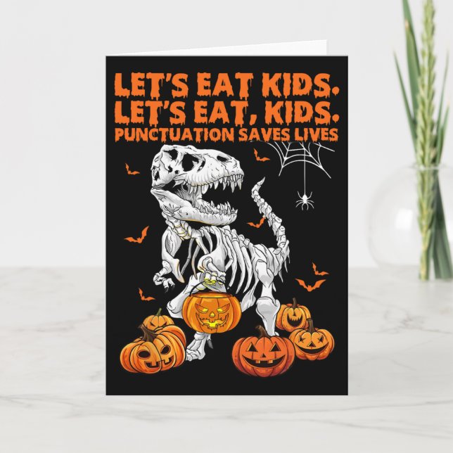 Halloween Låt oss äta barns stavning räddar liv D Kort (Framsida)