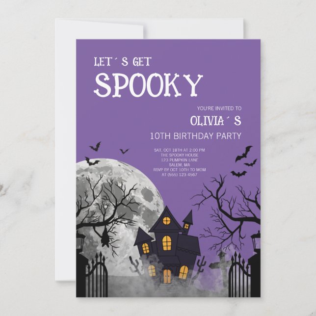 Halloween Låt oss bli läskiga 10-års födelsedagsfe Inbjudningar (Framsida)