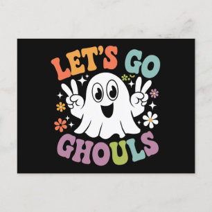 Halloween Låt oss gå gäster Spöke Retro Kostym Vykort