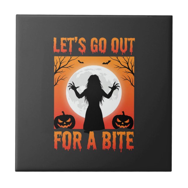 Halloween Låt Oss Gå Ut För En Bit Skräck Kakelplatta (Framsidan)