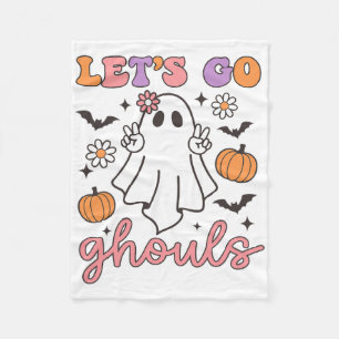 Halloween Låt oss Go Ghouls Ghost Retro Costume Wo Fleecefilt