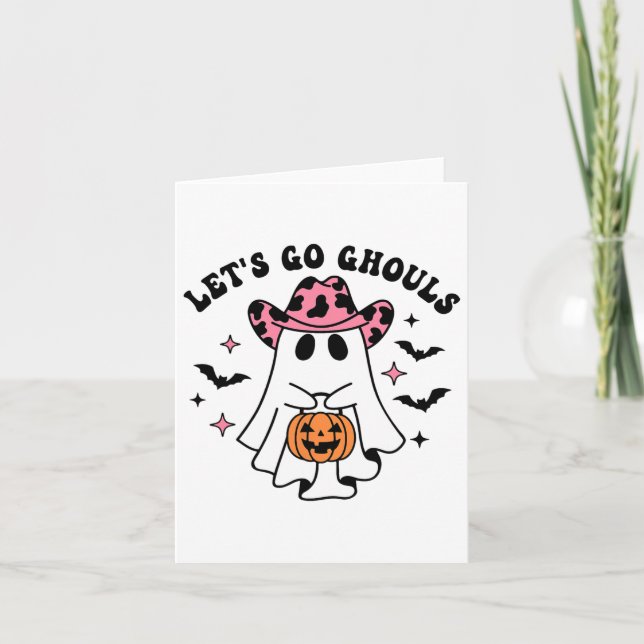 Halloween Låt oss Go Ghouls Ghost Retro Costume Wo Kort (Framsida)