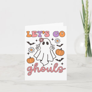 Halloween Låt oss Go Ghouls Ghost Retro Costume Wo Kort