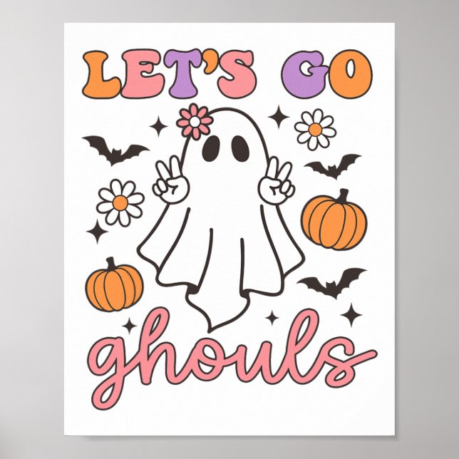 Halloween Låt oss Go Ghouls Ghost Retro Costume Wo Poster (Framsidan)