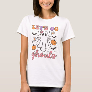 Halloween Låt oss Go Ghouls Ghost Retro Costume Wo T Shirt