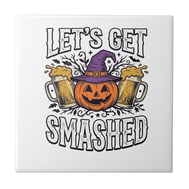 Halloween Låt Oss Krossas Pumpabrygd Kakelplatta (Framsidan)