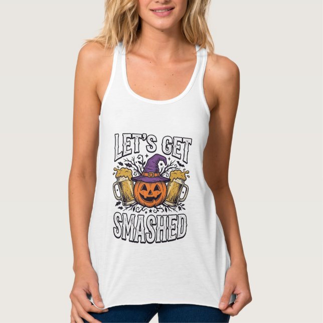 Halloween Låt Oss Krossas Pumpabrygd Linne Med Racerback (Framsida)