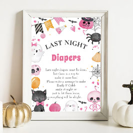 Halloween "Late Night Diaper" Baby Shower Game Po Poster