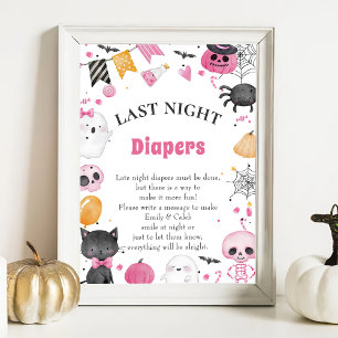 Halloween "Late Night Diaper" Baby Shower Game Po Poster