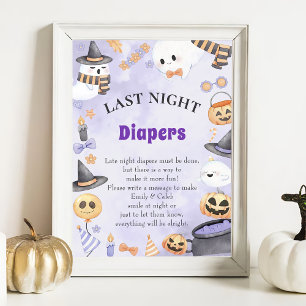 Halloween "Late Night Diaper" Baby Shower Game Po Poster