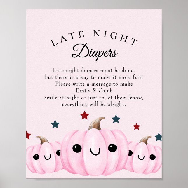 Halloween Late Night Diapers Baby Shower Game Poster (Framsidan)