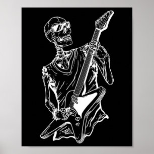 Halloween Lazy Costume Skeleton Guitar Musician Poster