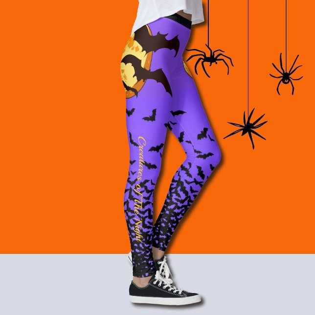 Halloween Leggings Anpassa Fladdermus Full Moon (Skapare uppladdad)