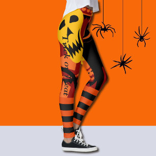 Halloween Leggings Black Cat Pumpkin Byxor