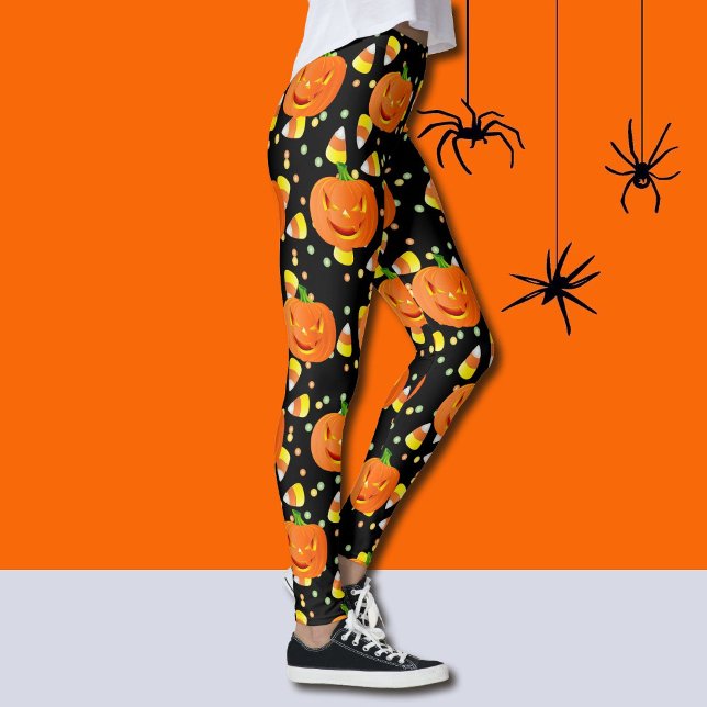 Halloween Leggings Jack-O-Lanterns Orange Pumpkins (Skapare uppladdad)