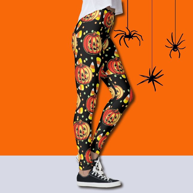 Halloween Leggings Jack-O-Lanterns Orange Pumpkins (Skapare uppladdad)