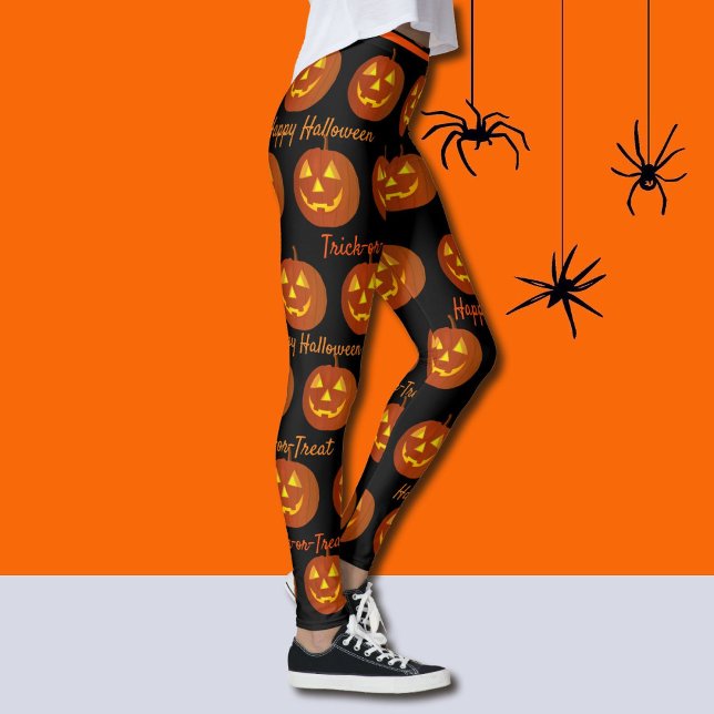 Halloween Leggings Jack-O-Lanterns Orange Pumpkins (Skapare uppladdad)