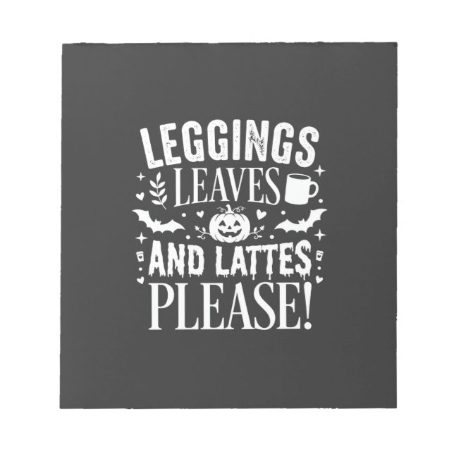 Halloween Leggings Löv och Lattes Höst Kaffed Anteckningsblock (Framsida)