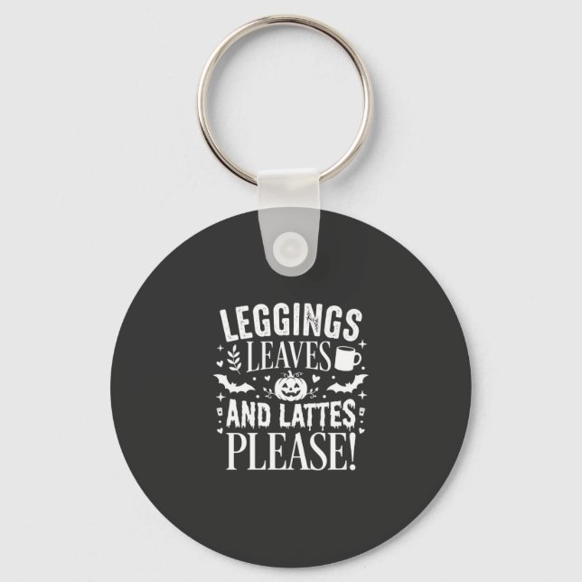 Halloween Leggings Löv och Lattes Höst Kaffed Nyckelring (Framsida)