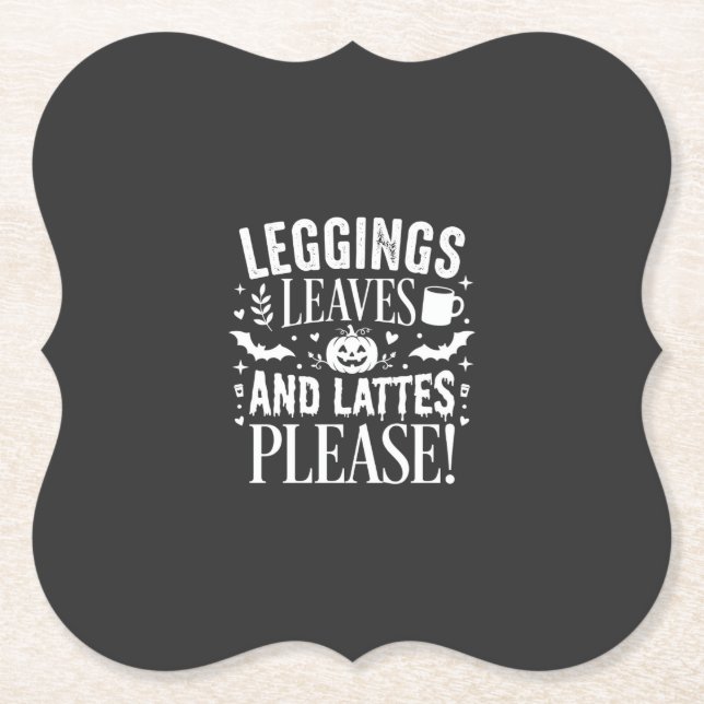 Halloween Leggings Löv och Lattes Höst Kaffed Underlägg Papper (Framsida)