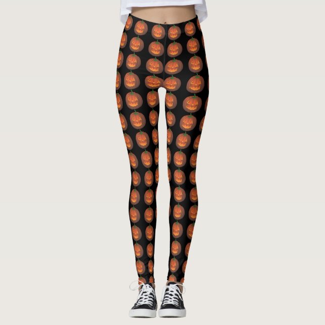 Halloween Leggings Roligt Pumpkin Leggings (Framsida)