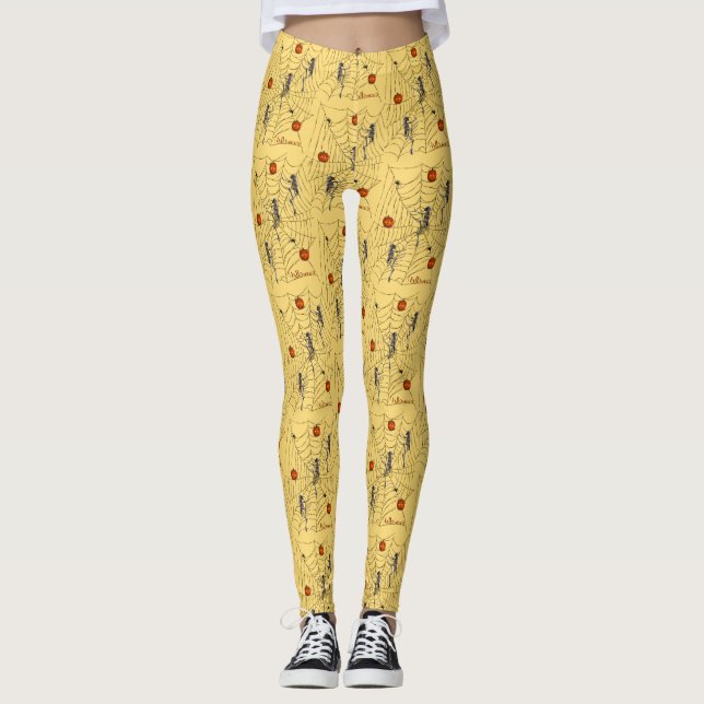 Halloween Leggings Skeletons, Webben, Pumpkins (Framsida)