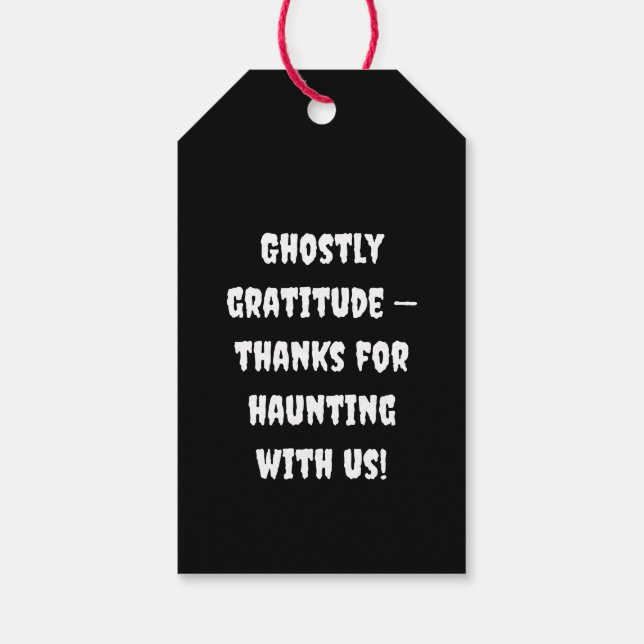 Halloween Lekfull Vit Spöke Svart Festlig  Presentetikett (Baksidan)