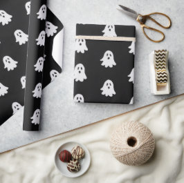 Halloween Lekfull Vit Spöke Svart Festlig Presentpapper