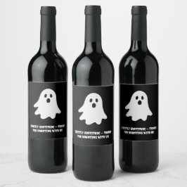 Halloween Lekfull Vit Spöke Svart Festlig Vinflaska Etikett