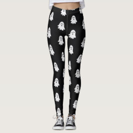 Halloween Lekfulla Vita Spöken Svarta Festliga Leggings