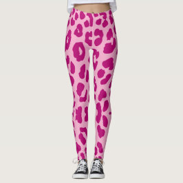 Halloween Leopard Print Mörk & Ljus rosa Leggings