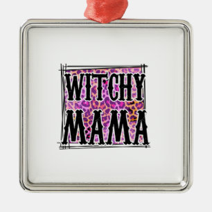 Halloween Leopard Witchy Mamma Birthday Julgransprydnad Metall
