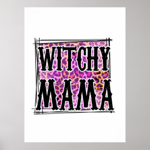 Halloween Leopard Witchy Mamma Birthday Poster