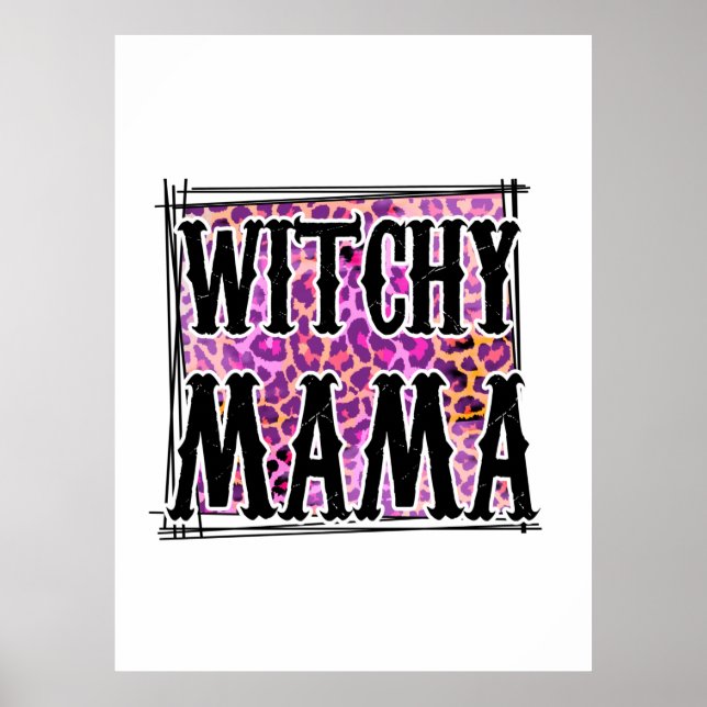 Halloween Leopard Witchy Mamma Birthday Poster (Framsidan)