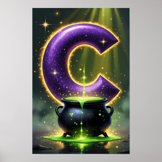 Halloween Letter C Witch Cauldron Classroom Poster (Framsidan)
