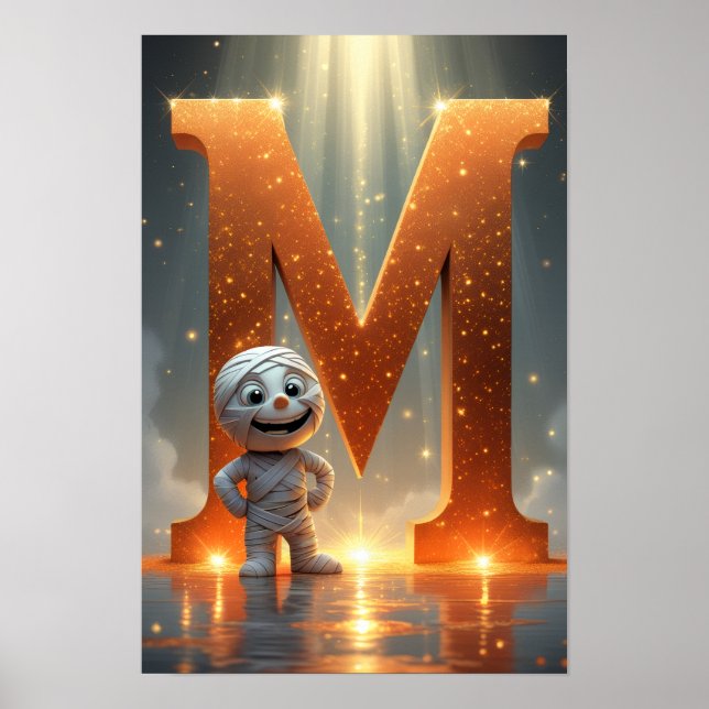 Halloween Letter Glowing M Wall Art for Kids Rooms Poster (Framsidan)
