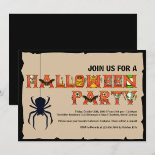 Halloween Lettering Party-inbjudan Inbjudningar