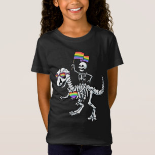 Halloween LGBT T Rex Dinosaur Skeleton Gay pride T Shirt