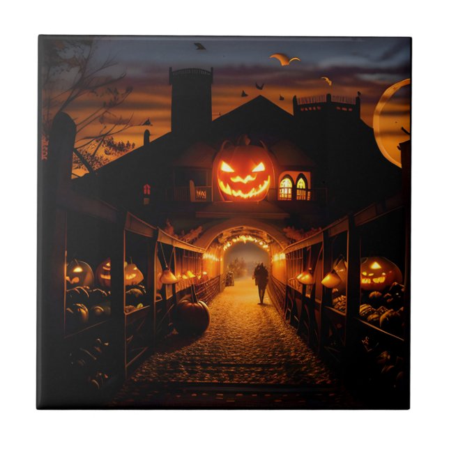 Halloween liggande 5 kakelplatta (Framsidan)